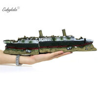 Eshylala Trang trí bể cá chìm Mô hình Titanic Tàu đắm Đồ trang trí Nhựa tự nhiên Trang trí cá Lâu đài Trang trí cá Trang trí Eshylala
