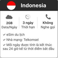 eSim du lịch Gohub Indonesia 2GB - 3 Ngày