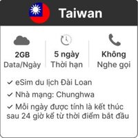 eSim du lịch Gohub Taiwan 2GB - 5 Ngày