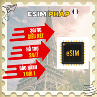 eSIM/Sim du lịch PHÁP có bảo hành, mạng siêu nét 4G,3G không giới hạn