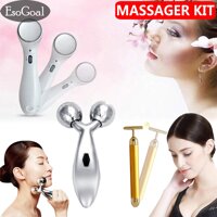 EsoGoal Mặt Dụng Cụ Vàng Chăm Sóc Da Máy Mát Xa Mặt 3D Con Lăn Điện Massage Mặt Energy Beauty Bar Dụng Cụ Massage Dụng cụ chăm sóc da mặt Skin Care 3-in-1 Kit Face Lifting Slimming