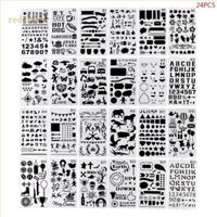 Esp 24 Bộ Tạp Chí Vẽ Biên Giới Bản Mẫu Thước Stencil Tranh Ban DIY Album