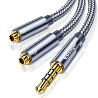 Essager 3.5mm AUX Male to Dual Female Audio Cable Headset Extension Aux Cord for Samsung Galaxy Note S20 ultra Huawei Ma