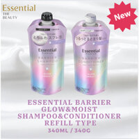 [Essential] 【refill】Dầu gội BARRIER GLOW &MOIST 340ml Dầu xả 340g [Trực tiếp từ Nhật Bản]