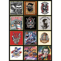 et 100 tấm Sticker Barber dán gương, tủ, tường Barber Shop, Salon... siêu dính