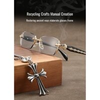 ETERLENS Thủ Công Nặng Không Khung Cắt Cạnh Nam Nữ Kính Đọc Sách Kim Loại HD Chống Ánh Sáng Xanh Kính Đọc Sách Kính Không Khung