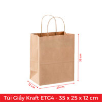 ETG4 - 35x25x12 cm - Túi Giấy Kraft Màu Nâu (25 túi)