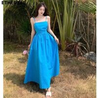 Ethereal Vân Nam Dali Du Lịch Mặc Đầm Nữ Sanya Kỳ Nghỉ Chụp Ảnh Đi Biển Đầm Hải Nam Pháp Dây Đeo Đầm Cổ Tích
