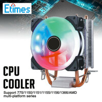 Etimes Ống Đồng CPU Tản Nhiệt Cực Êm Nhiều Màu Ánh Sáng Đơn 3 Tuyến 9 Cm Fan