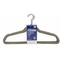 ETM375-Bộ 10 móc treo quần áo Ettom bằng nhựa, bọc nhung, đầu móc kim loại 450*6*235mm-Màu đen/xám