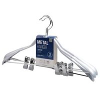 ETM378- Bộ 3 móc treo quần áo Ettom bằng kim loại, bọc nhựa PVC, có kẹp 440*34*21mm- Màu xám đậm