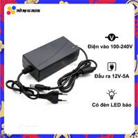 【EU】Nguồn Adapter 12V - 5A, Điện vào 100-240V, Có đèn LED báo