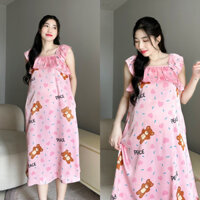 EVERMOM I SALE Đầm bầu maxi lụa satin cổ bèo