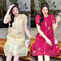 EVERMOM l Đầm bầu Lami voan tơ hoa thêu nổi đuôi cá