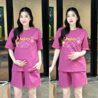 EVERMOM l  Set đồ bộ bầu Daisy vải thun cotton in hình quần có chun điều chỉnh