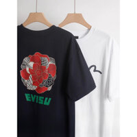 Evisu Áo thun in hình hợp thời trang mới mùa hè dáng rộng tay ngắn thời trang nam
