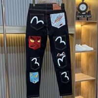 Evisu Quần Ôm Nam Phong Cách Mới Quần Jean Thêu Jacquard Dharma-Size Thẳng In Rời Thường Ngày Hợp Thời Trang Thương Hiệu