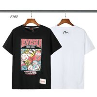 Evisu Thương Hiệu Hợp Thời Trang Cotton Tay Ngắn In Chữ Mới Nam Nữ Nửa Tay Áo Phông Cặp Đôi Damo Lớn Mt-shi