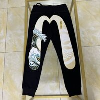 Evisu Thương Hiệu Hợp Thời Trang Xuân Thu Phong Cách Mới Sóng Biển In Quần Nam Buộc Cotton Nguyên Chất Quần Rời