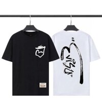 Evisu 'Y Thương hiệu hợp thời trang Mùa hè Mới Big M Letter Graffiti Áo thun ngắn tay dáng rộng Cổ tròn Cotton nguyên chất dành cho nam và nữ