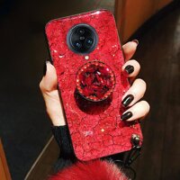 Evokioo For Luxury Gold Foil Bling Marble Case For VIVO NEX 3 Soft TPU Glitter Cover Stand Holder Fur Ball Wrist Strap Shell