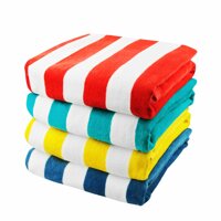 Exclusivo Mezcla 4-Pack 100% Cotton Cabana Striped Beach/Pool/Bath Towel(30" x 60")—Soft, Quick Dry, Lightweight, Absorbent and Plush