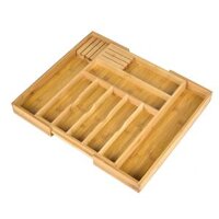 Expandable Bamboo Cutlery Tray Storage Dividers Organizer Drawer Storage Box - 9 Slot