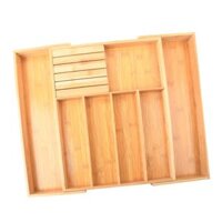 Expandable Bamboo Cutlery Tray Storage Dividers Organizer Drawer Storage Box - 7 Slot