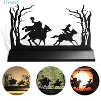 Expen Headless Horseman Scene Silhouette, Nhựa tổng hợp màu đen Halloween Hollow Headless Horseman, Scene Figuriners Resuable Đứng trên bàn làm việc Bàn nến bền