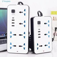 Expen Power Multi Tap, Dải nguồn mở rộng 2m đa năng, Bảo vệ chống sét 6 ổ cắm AC & 3 nút nguồn USB An toàn 1 loại C ổ cắm điện tại nhà