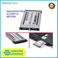 Expresscard 34mm ra 2 USB 3.0 chip NEC, thêm 2 cổng USB cho Laptop