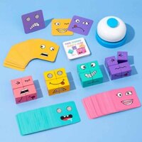 Expression Puzzle Building Cubes Wooden Face-Changing Magic Cube Building Blocks Matching Game Logical Thinking Training Brain Toy