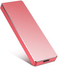 External Hard Drive Ultra Slim Portable Hard Drive External USB3.1 Type-C HDD Storage Compatible for PC, Mac, Desktop, Laptop (2TB, Red)