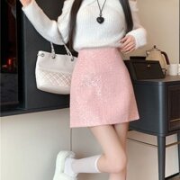 F Nữ Phong Cách Chanel Chữ A Sáng Bóng Lấp Lánh Váy Lấp Lánh Len Nhỏ Váy Chặt Tất Cả Trận Đấu Người Nổi Tiếng Ngắn S