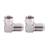 F Type Right Angle Male to Female RF Connector 90 Degree Coax Adapter 2 Packsilver