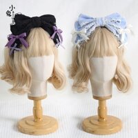 F & X Lolita Phụ Kiện Tóc Cô Gái Pháp Đen Tím Gothic Búp Bê Lolita Lolita Cross Princess Ren Răng Chống Trơn Trượt Nơ Băng Đô