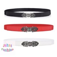 F300 Thắt Lưng Co Giãn Phong Cách Retro Thời Trang Cho Nữ, Dây Lưng Nữ Mặc Váy-Áo mặt khoá hoạ tiết hoa văn JOHNISHOP