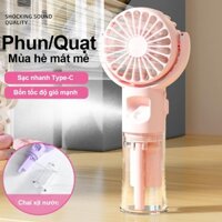 F4 Mùa Hè Quạt Cầm Tay Xịt mini Quạt Sạc USB Pin Lớn 6000MA 3 Bánh Tốc Độ Gió