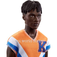 F63 Búp bê Barbie Ken Fashionistas Fashion Doll #203 with Twisted Black Hair Wearing Orange Athletic Jersey chính hãng