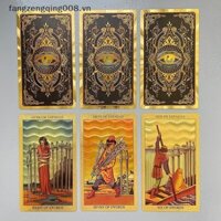 F8vn Bộ bài Tarot vàng để làm việc với Sách hướng dẫn Tiên tri Oracle cards Bói toán Vận may kể cổ điển 78 lá 12x7cm f8vn