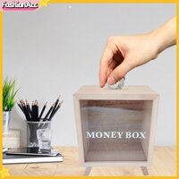 FA Ống Heo Tiết Kiệm Hình Chữ Nhật Bằng Gỗ Để Bàn