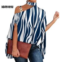 Fab Áo Cánh Dơi Hở Vai Phối Màu Trắng Đen In Họa Tiết Hoa Thời Trang Cho Nữ