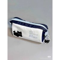 fabric pen box baby pen box 2 -compartment pen box big pen box 2023 Phong Cách Mới Phổ Biến Hộp Đựng Bút Chì Học Sinh Màu Xanh Sữa Nhỏ Mèo Đen Hộp Văn Phòng Phẩm Học Sinh Trung Học Cơ Sở Dung Tích Lớn ins Phong Cách Hoạt Hình Nhật Bản Dễ Thương Túi Đựng B
