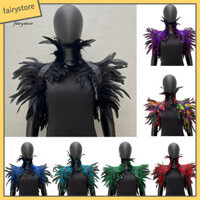 Fairystore| Khăn choàng lông vũ mềm mại Khăn choàng lông vũ màu sáng Vintage Gothic Feather Shrug Shawl Cape cho bữa tiệc Cosplay và biểu diễn sân khấu