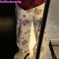 Fallforbeauty Quần Pyjama Mèo Kitty, Quần Lông Cừu Flannel Gấu Hoạt Hình, Quần Vải Co Giãn Dày Ấm Áp Thời Trang Dạo Phố