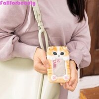 Fallforbeauty Vòng tay ảnh thần tượng, Vỏ bảo vệ Hộp đựng Photocard cát hoạt hình, Dễ thương với mặt dây chuyền móc khóa INS có đuôi mèo Vỏ thẻ ID sang trọng dành cho sinh viên