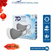 Famapro 7D FIT Combo 5 hộp Khẩu trang y tế cao cấp kháng khuẩn 5 lớp (10 cái/ hộp) [𝗞𝗛𝗔𝗨𝗧𝗥𝗔𝗡𝗚𝗧𝗢𝗧]