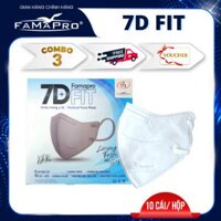 FAMAPRO - 7D FIT Khẩu trang y tế 5 lớp kháng khuẩn cao cấp Famapro 7D FIT 10 cáihộp - COMBO 3 HỘP - TRẮNG