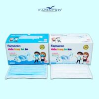 FAMAPRO - KTYT MAX KID Khẩu trang y tế trẻ em cao cấp 3 lớp kháng khuẩn Famapro Max Kid 50 cáihộp - THÙNG - XANH