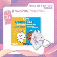 FAMAPRO VN95 KIDS - 10 CÁIHỘP - Khẩu trang y tế trẻ em kháng khuẩn 4 lớp Famapro VN95 KIDS đạt chuẩn N95 - COMBO 1 HỘP - GẤU